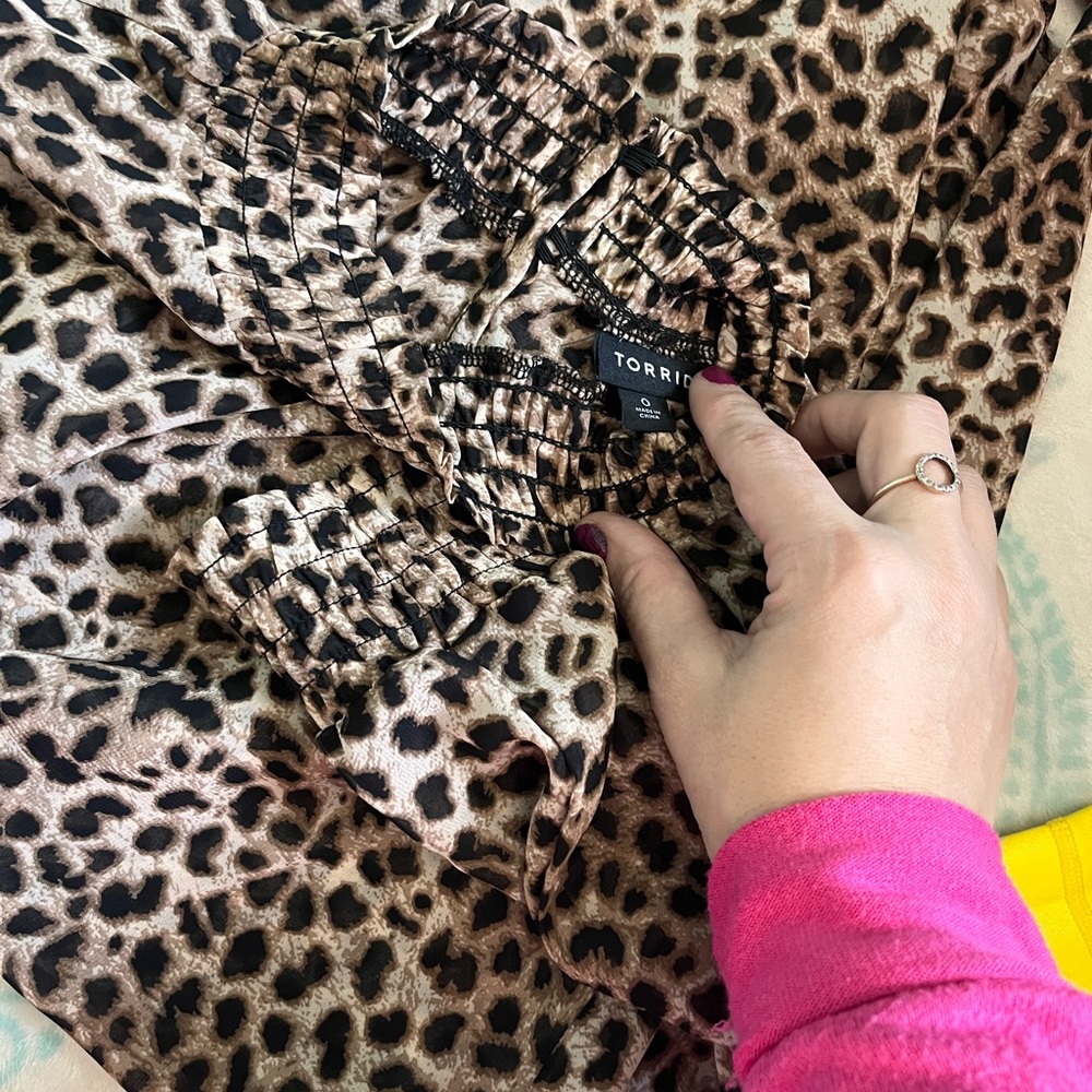 Sheer leopard print top. High neck.